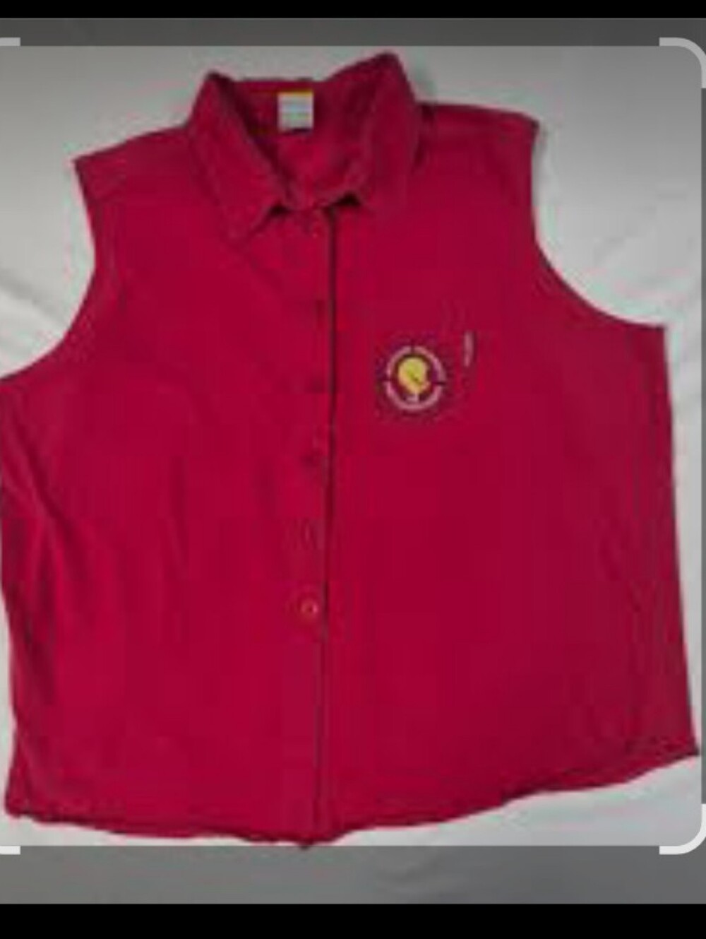 90's Warner Bros. Red Sleeveless Button-Front Tweety Pocket Shirt